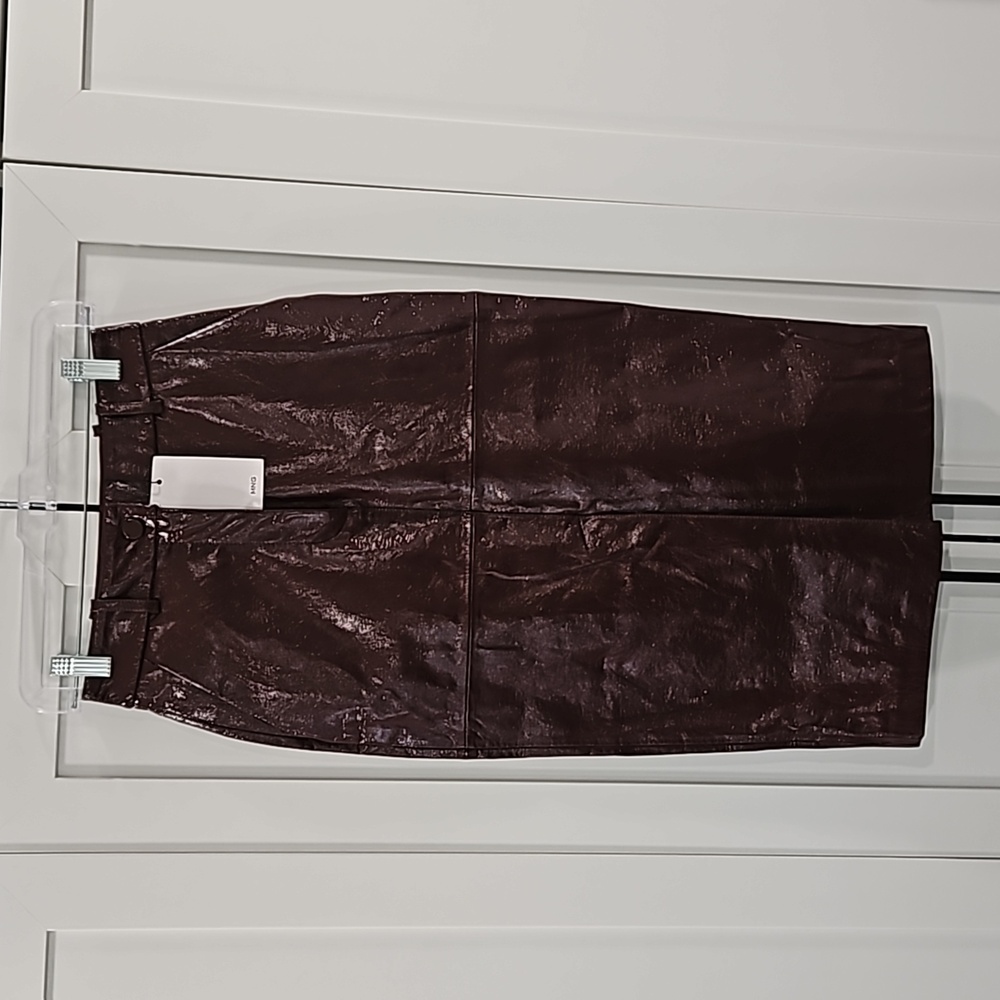 MNG Faux Leather Pencil Skirt